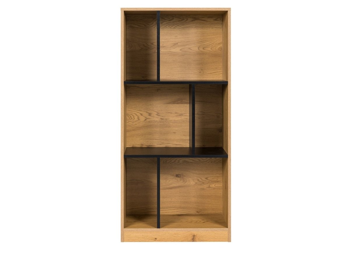 Bibliothèque design en bois noir et chêne 6 niches OFELIA - DécoInParis