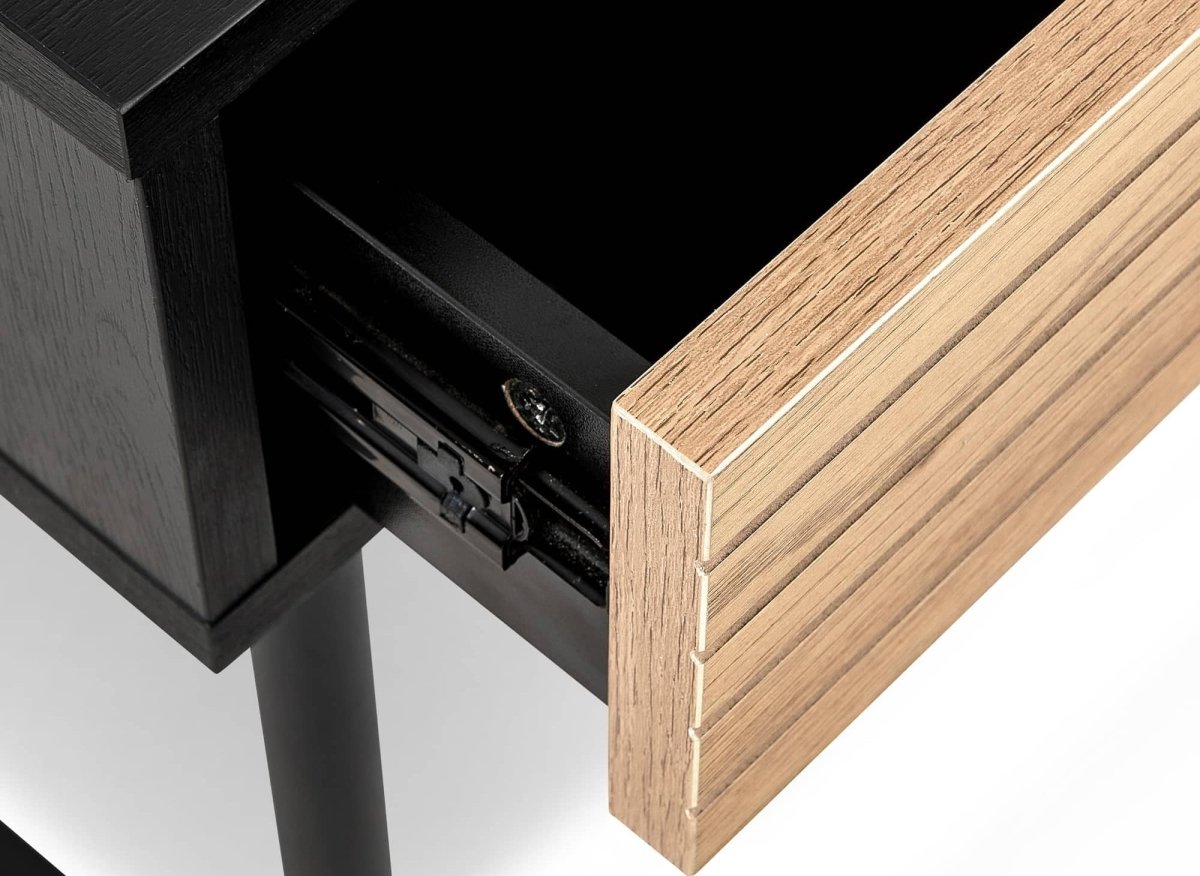 Bureau 2 tiroirs en bois et métal noir DARYL - DécoInParis