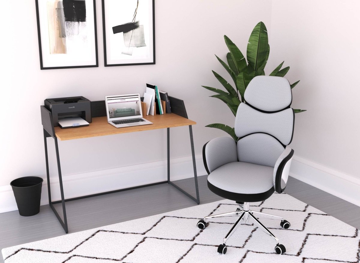 Bureau compact design industriel en bois et métal ARMELLE - DécoInParis