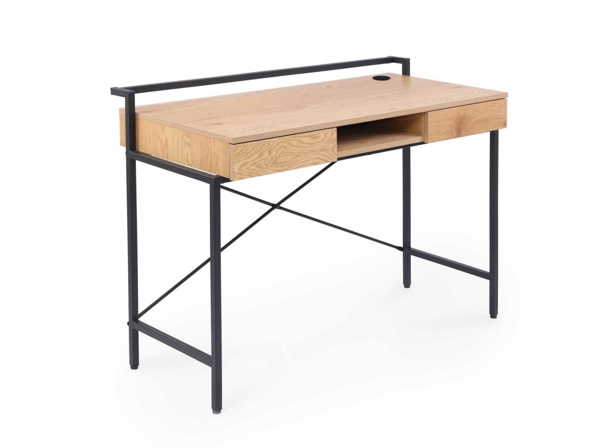 Bureau compact design industriel en bois et métal EDMOND - DécoInParis