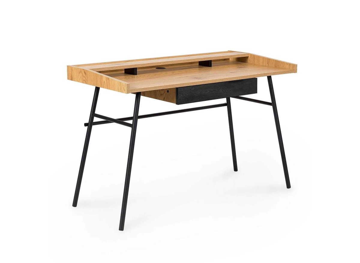 Bureau industriel 1 tiroir 1 étagère en bois et métal GASPARD - DécoInParis