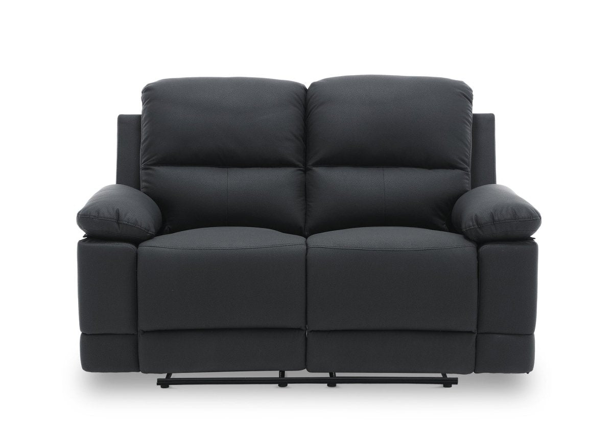 Canapé 2 places relax manuel en simili cuir noir DANY - DécoInParis