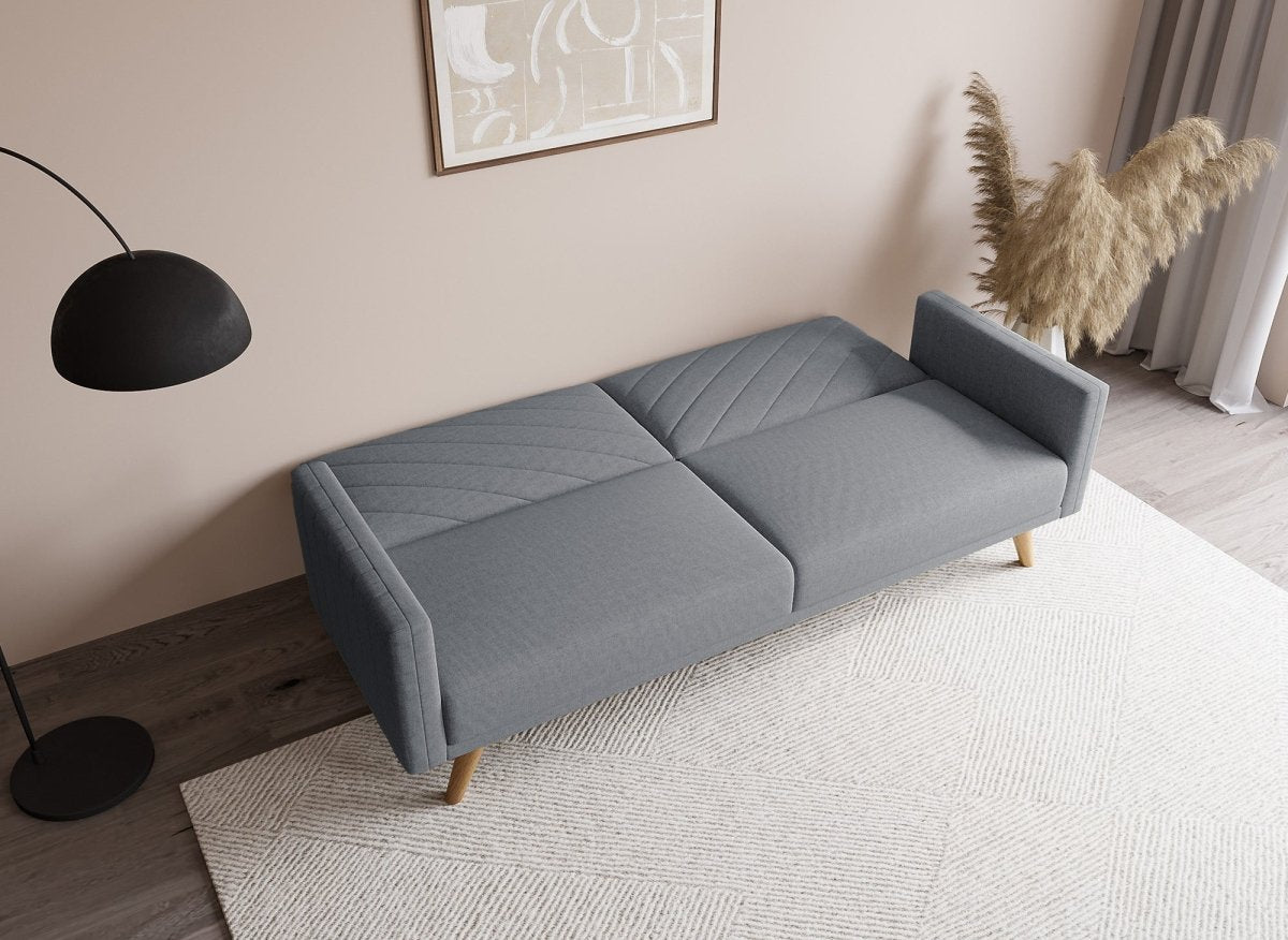 Canapé 3 places convertible scandinave en tissu gris BALDER - DécoInParis