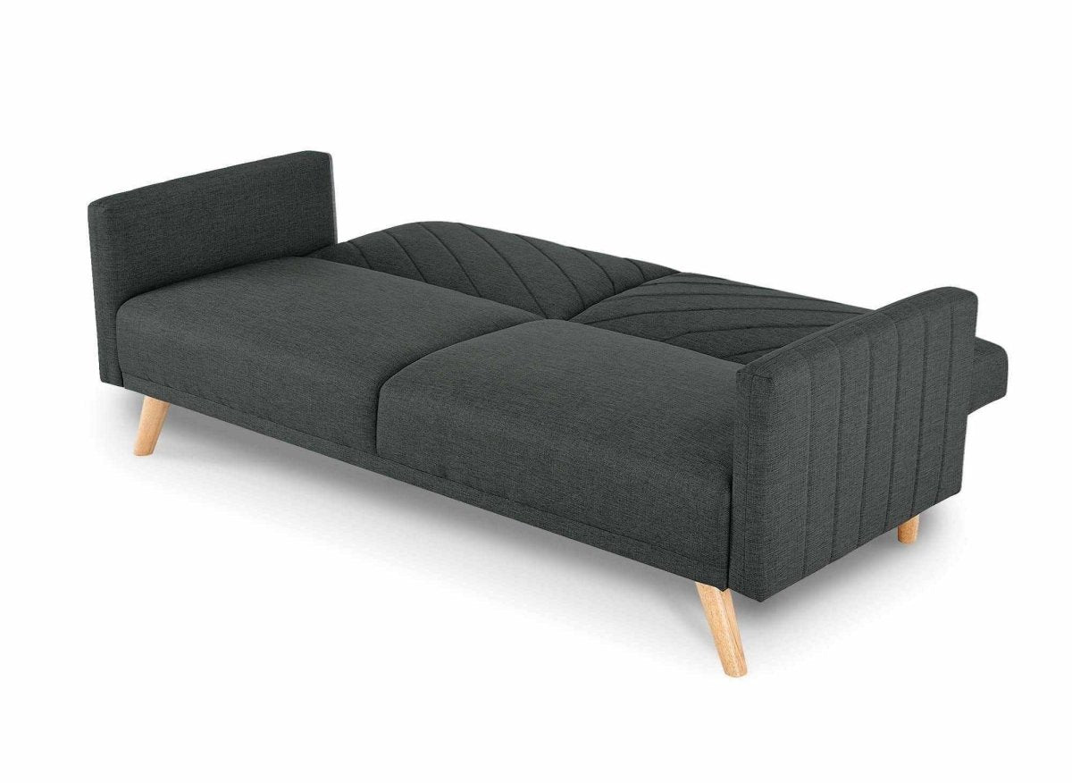 Canapé 3 places convertible scandinave en tissu gris foncé BALDER - DécoInParis