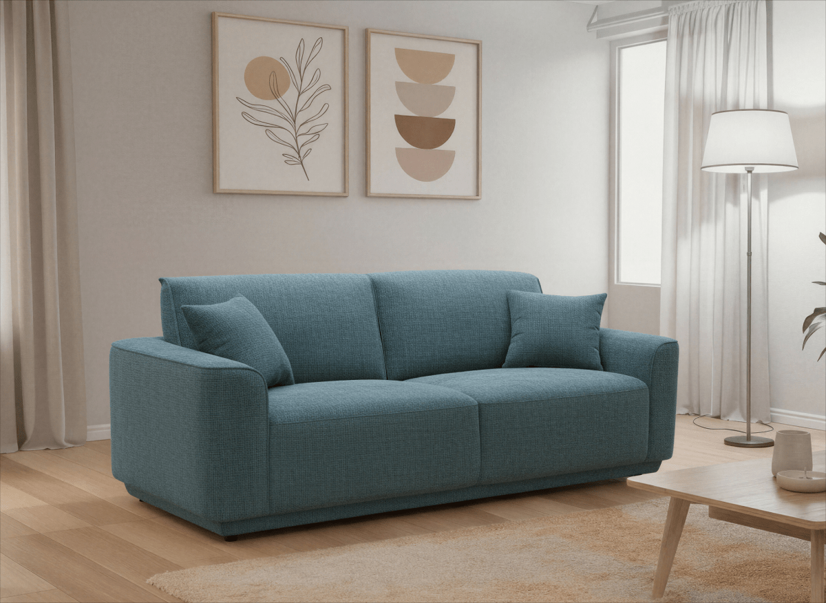 Canapé 3 places en velours chiné bleu CARLOTA - DécoInParis