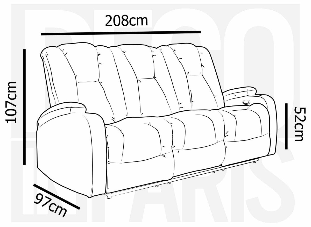 Canapé 3 places relax électrique en tissu microfibre gris EL CLARENCE - DécoInParis