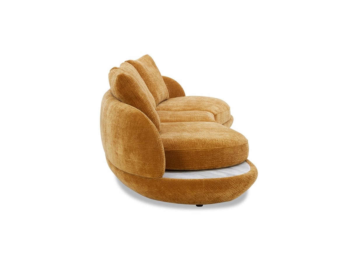 Canapé 4 places en velours tissé moutarde DARIUS - DécoInParis