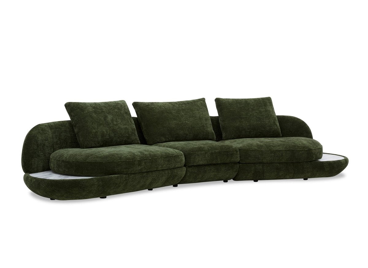 Canapé 4 places en velours tissé vert olive DARIUS - DécoInParis