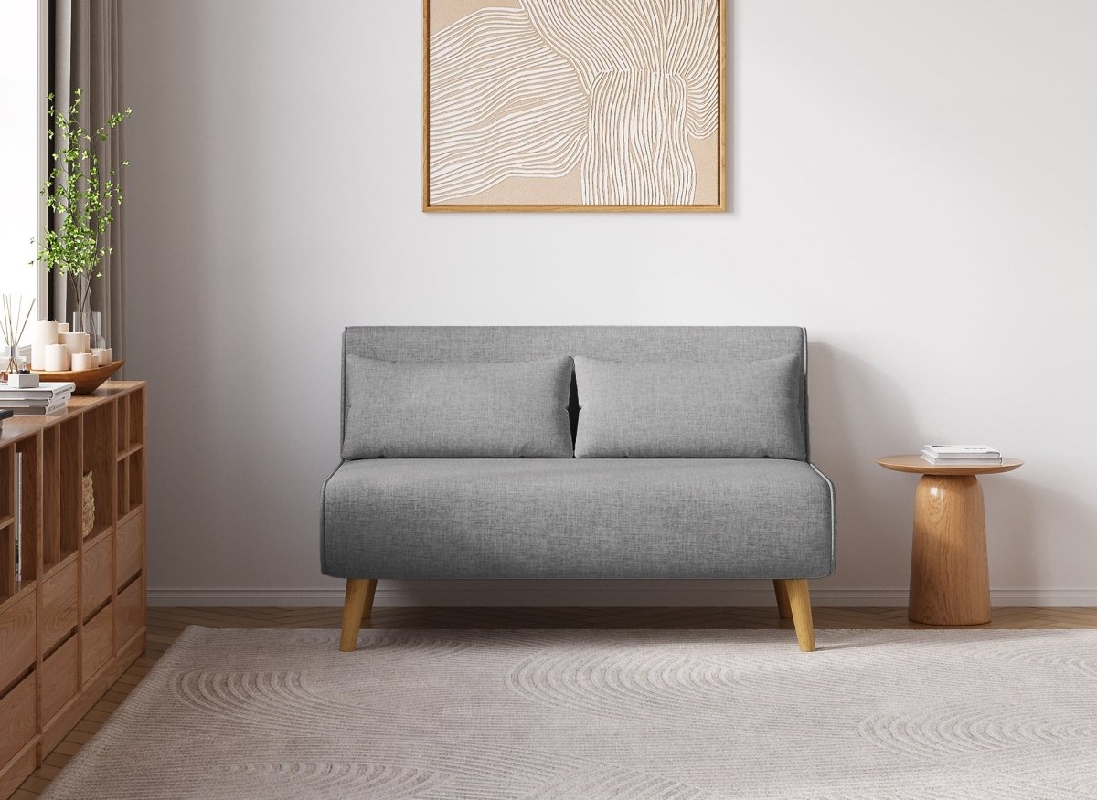 Canapé clic clac 2 places en tissu gris TONKA - DécoInParis
