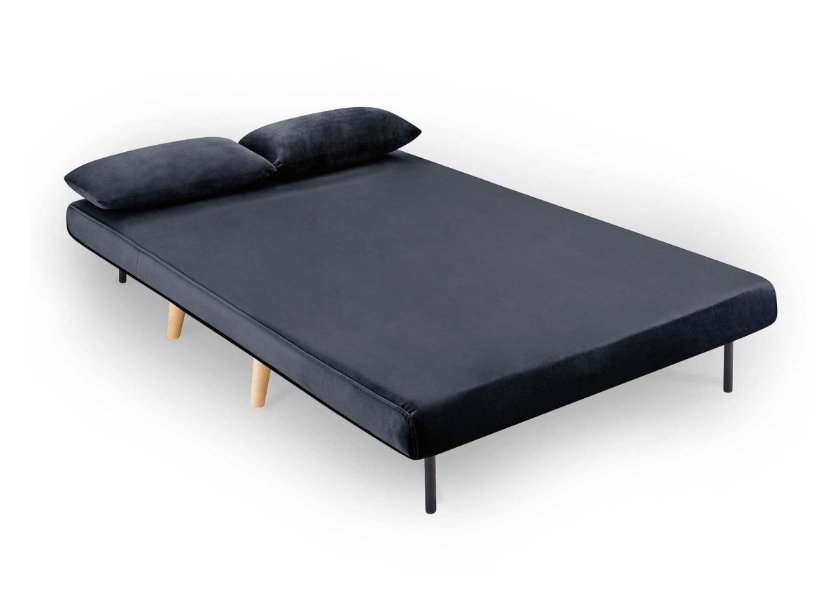 Canapé clic clac 2 places en velours gris foncé TONKA - DécoInParis