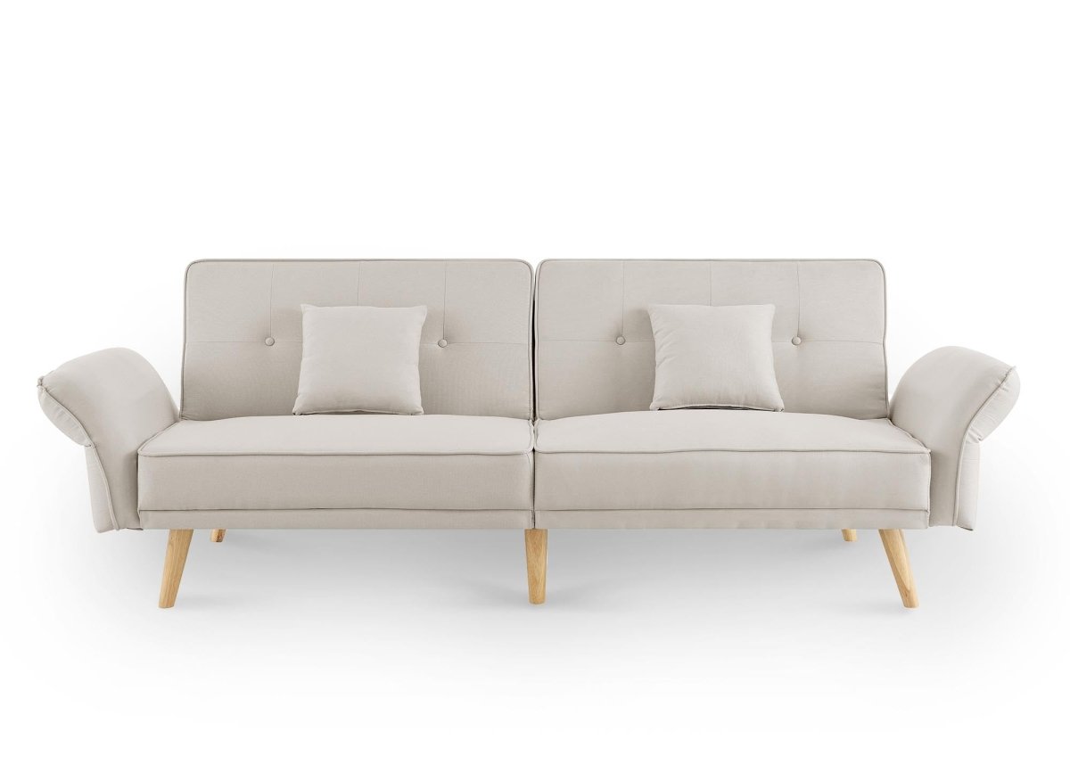 Canapé clic clac 3 places en tissu beige CHILI - DécoInParis