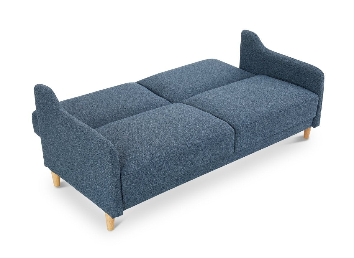 Canapé clic clac 3 places en tissu bleu MARLON - DécoInParis