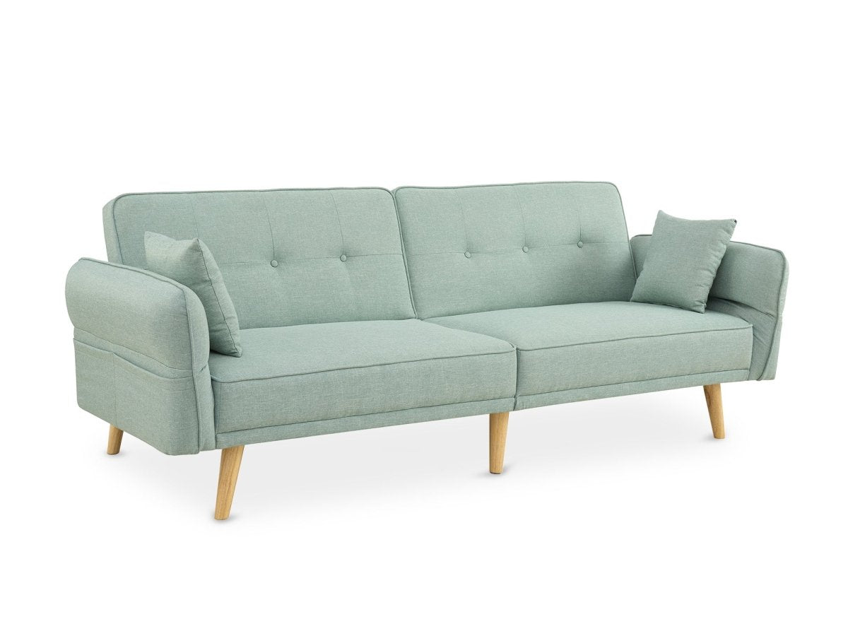 Canapé clic clac 3 places en tissu vert d'eau CHILI - DécoInParis