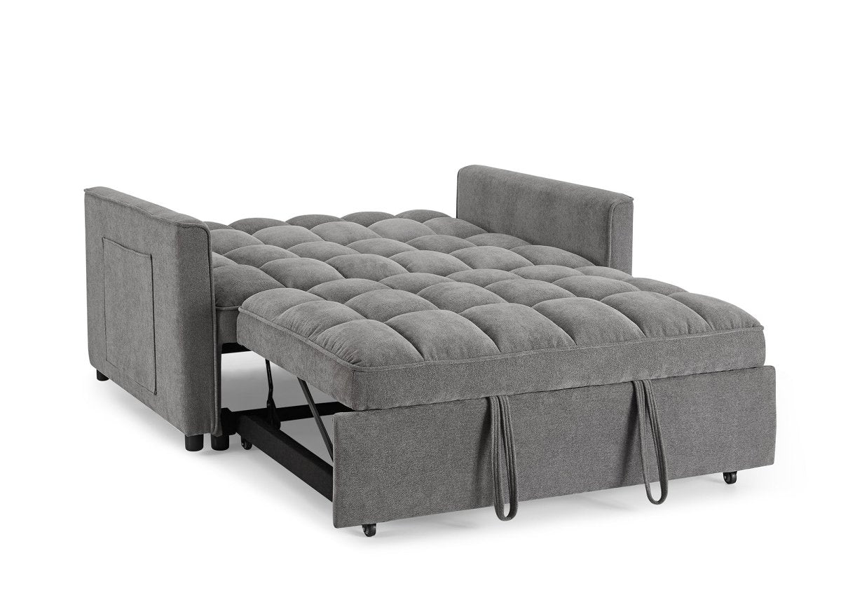 Canapé convertible 2 places en velours texturé gris JASPER - DécoInParis