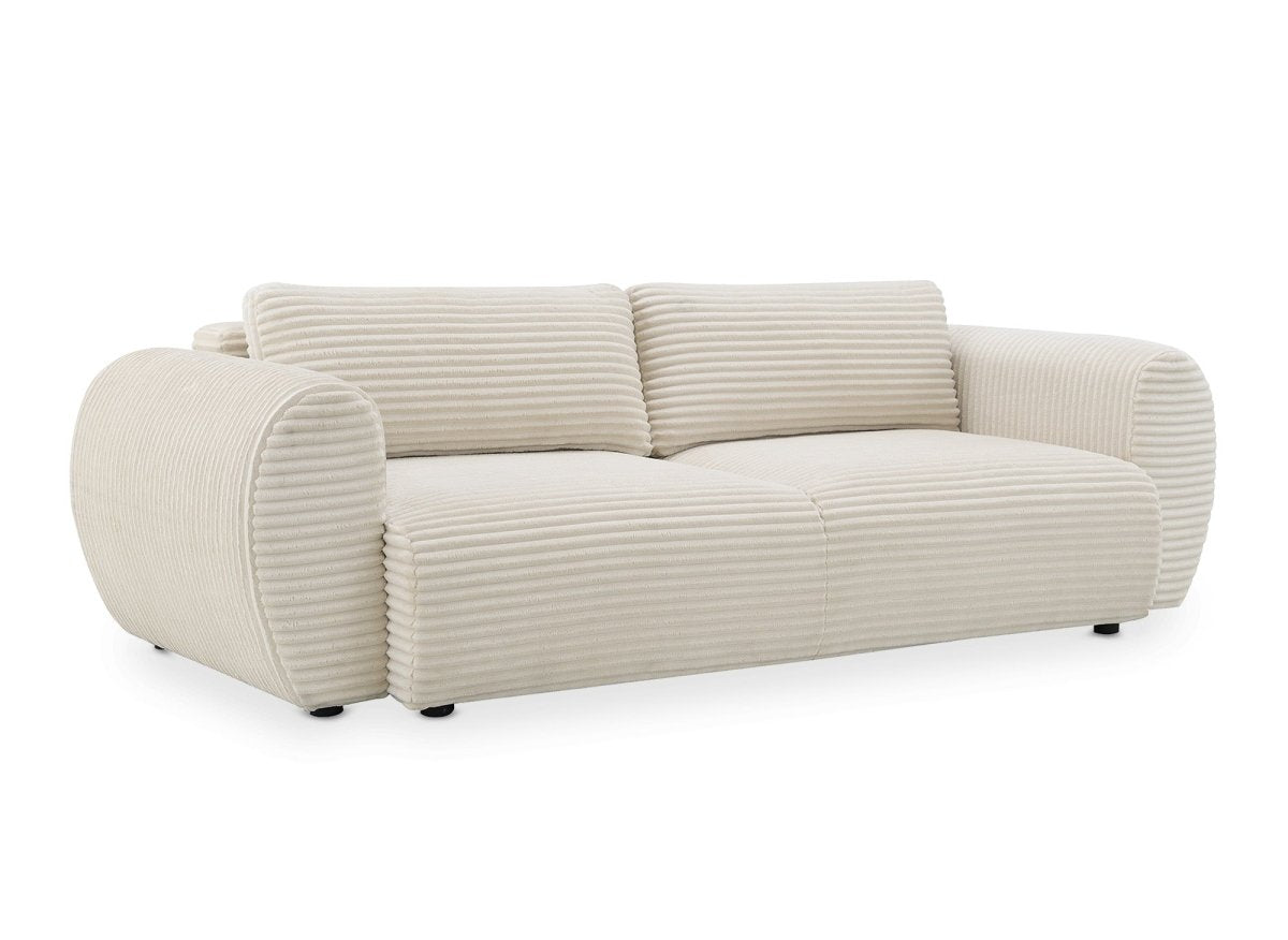 Canapé convertible 3 places avec coffre en gros côtelé doux beige TILDA - DécoInParis