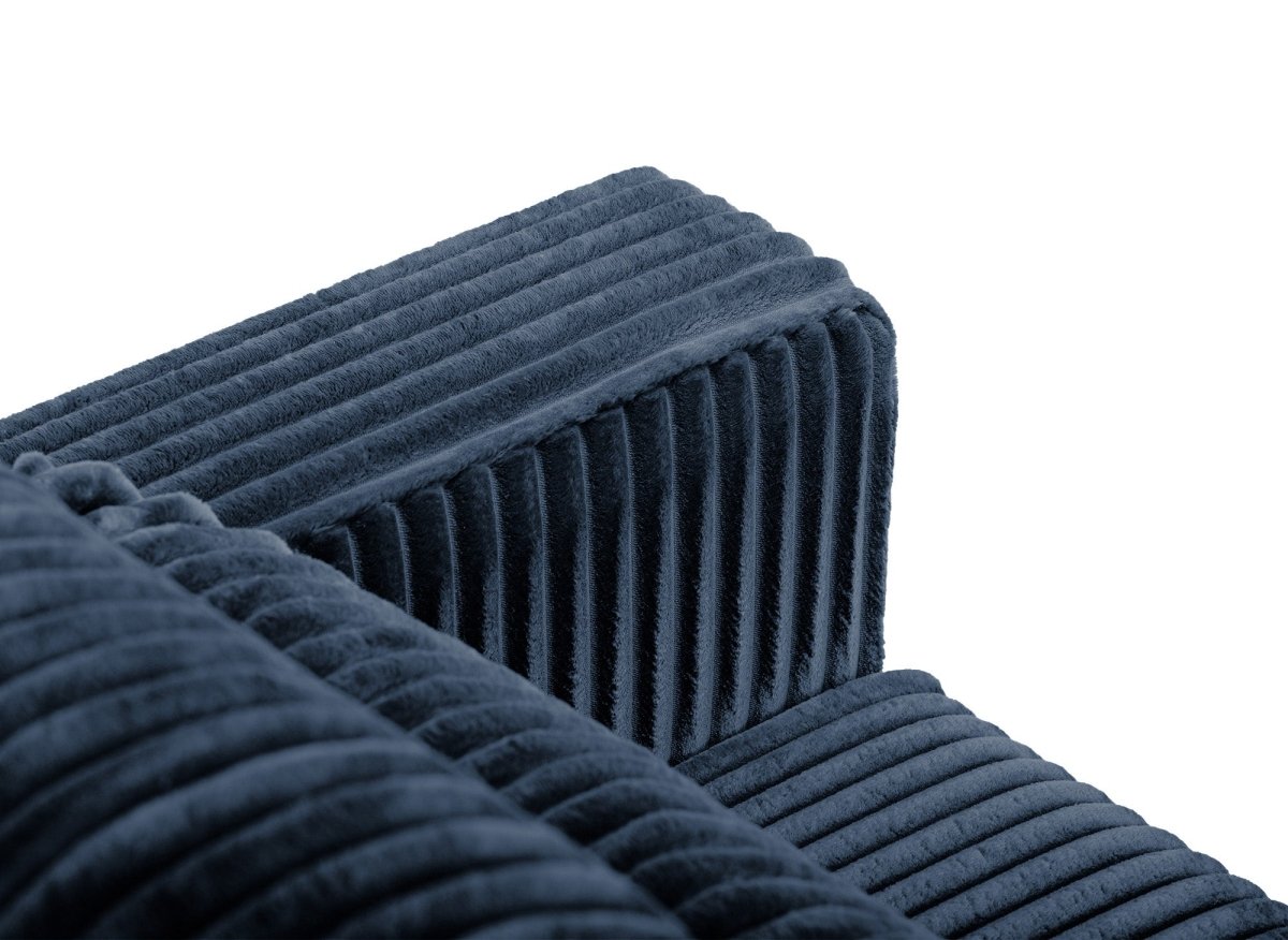 Canapé convertible 3 places avec coffre en velours côtelé épais bleu ZURIA - DécoInParis