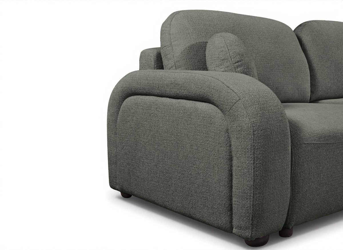 Canapé convertible 3 places en tissu bouclette vert MAYORA - DécoInParis