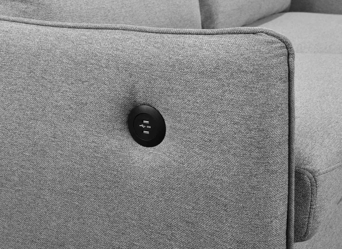 Canapé convertible 3 places en tissu gris clair ZADIG - DécoInParis