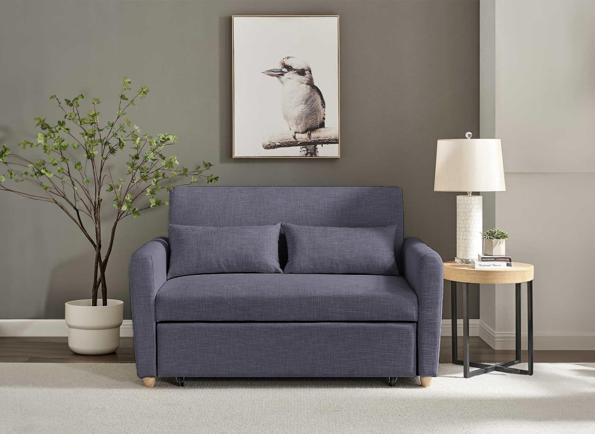 Canapé convertible 3 places en tissu gris foncé KALAYA - DécoInParis