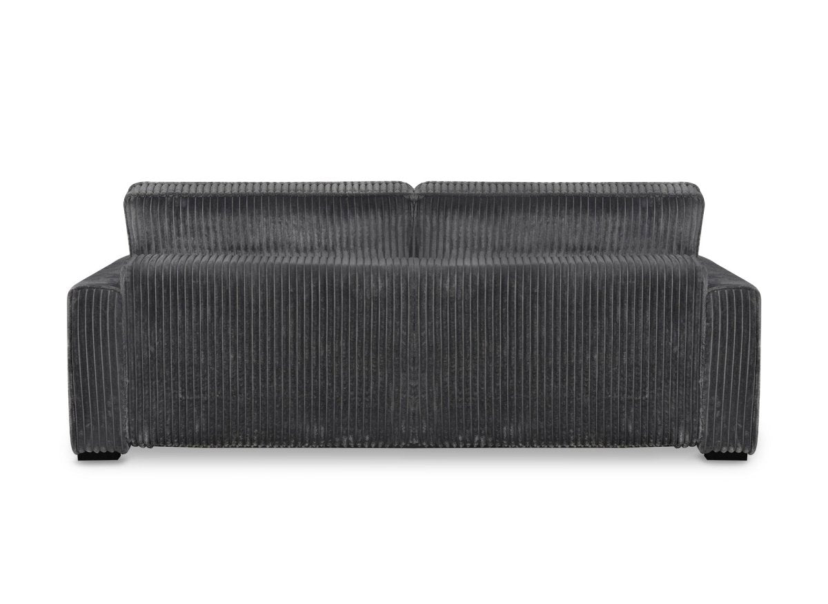 Canapé convertible 3 places en velours côtelé épais gris ALINE - DécoInParis