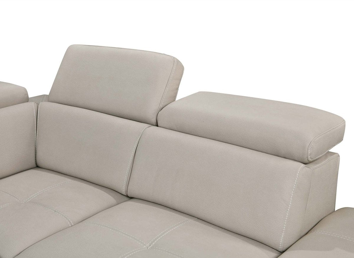 Canapé convertible et panoramique avec coffre de rangement en tissu beige OLIVER - Angle Gauche - DécoInParis