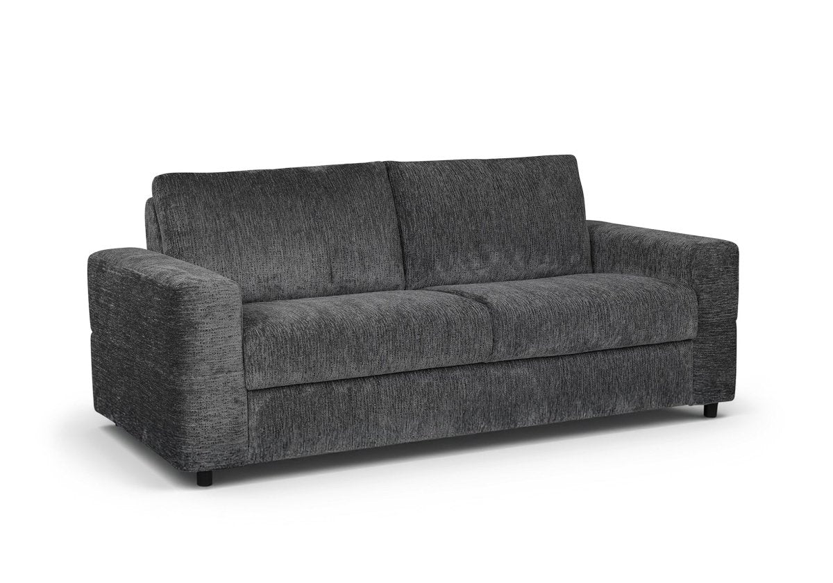 Canapé convertible express 3 places en velours chiné gris foncé AMAURY - DécoInParis