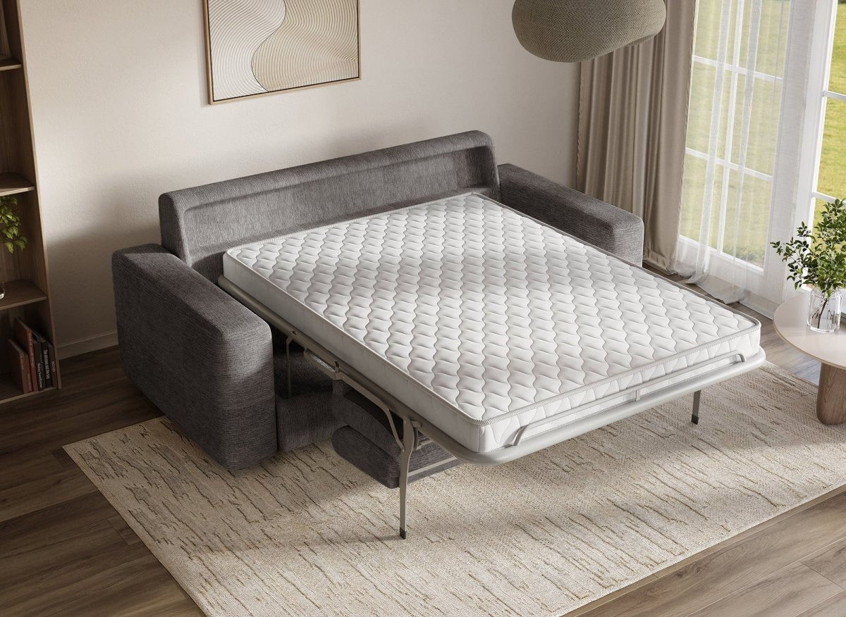 Canapé convertible express 3 places en velours chiné gris foncé AMAURY - DécoInParis