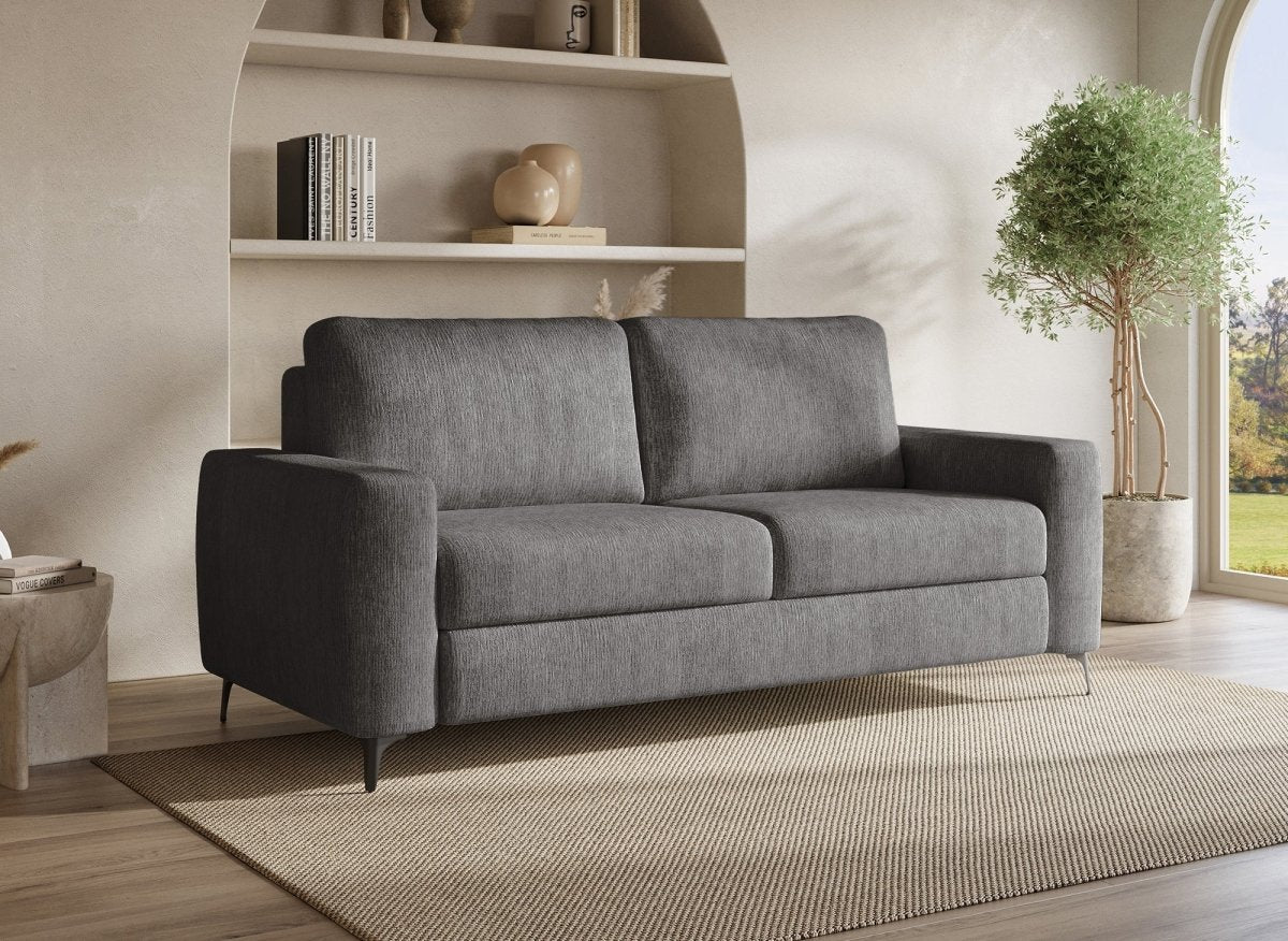 Canapé convertible express 3 places en velours chiné gris foncé NONA - DécoInParis