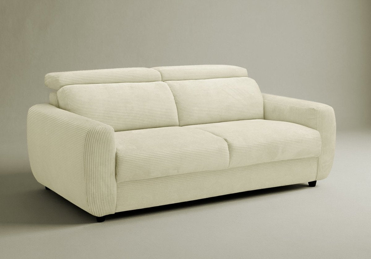 Canapé convertible express 3 places en velours côtelé beige TOGO - DécoInParis