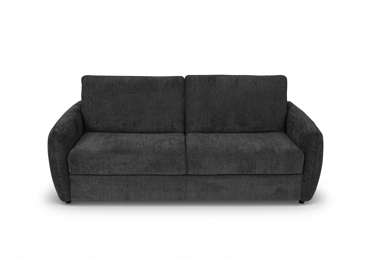Canapé convertible express 3 places en velours texturé gris foncé CHIARA - DécoInParis
