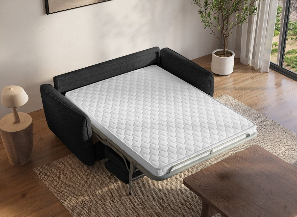 Canapé convertible express 3 places en velours texturé gris foncé CHIARA - DécoInParis