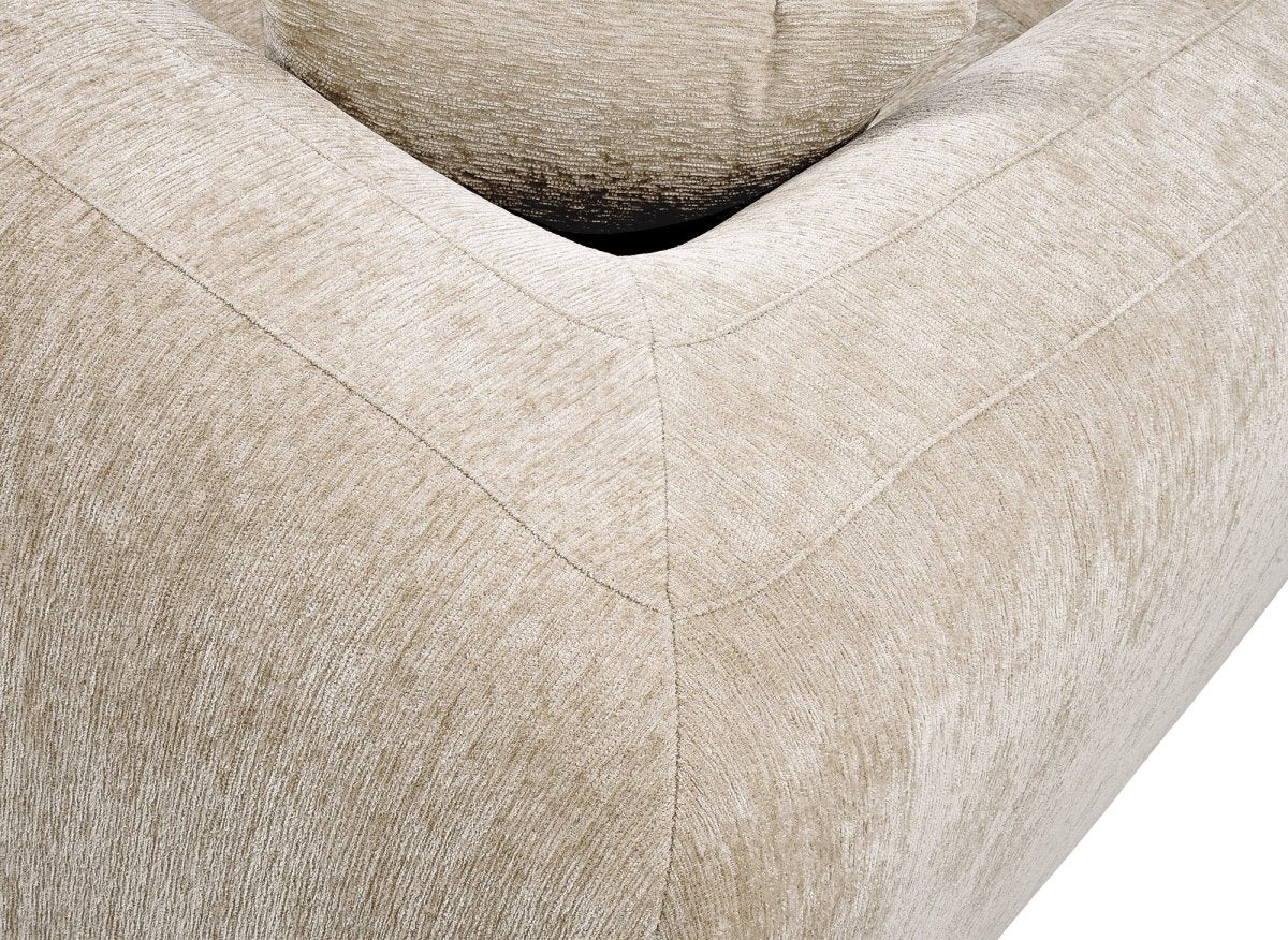 Canapé d'angle 6 places en velours chiné taupe RAMIRO - DécoInParis