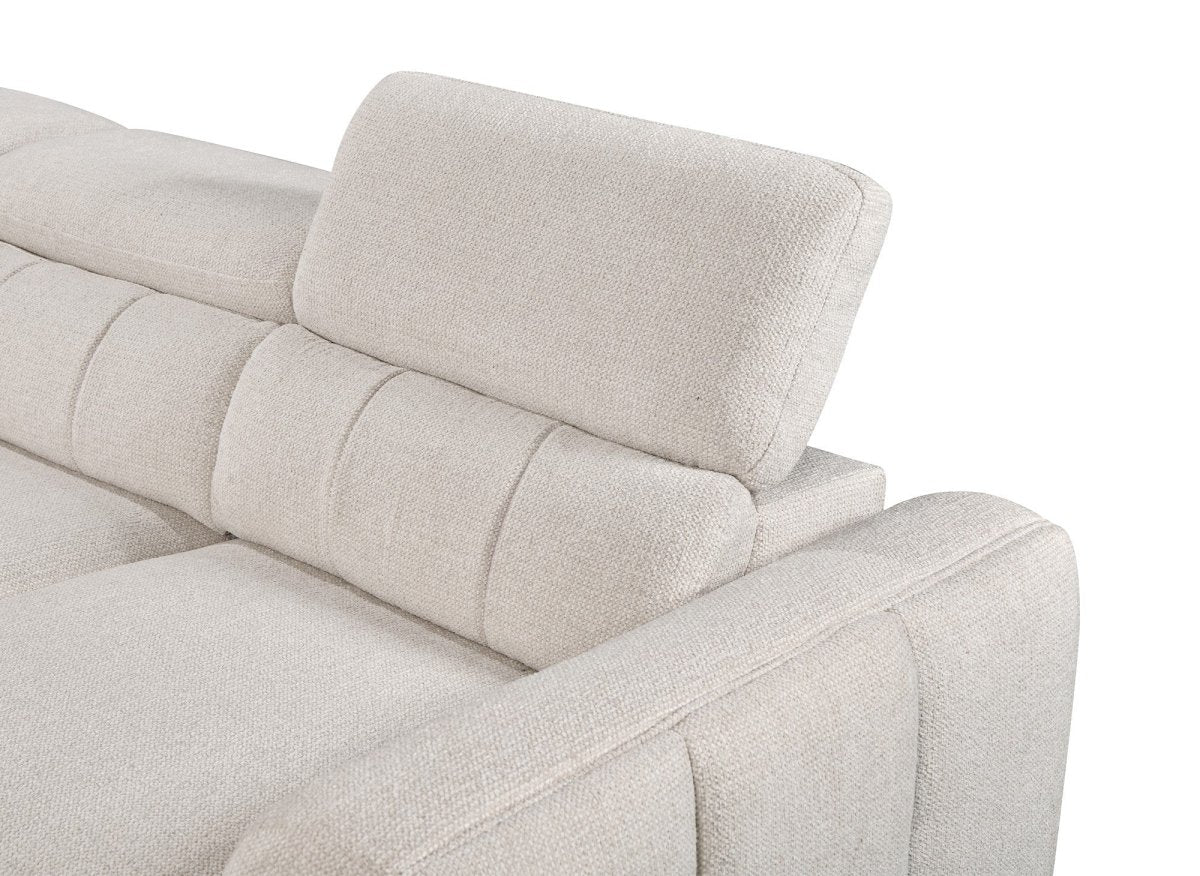 Canapé d'angle convertible avec coffre en tissu bouclette beige NAOMI -Angle gauche - DécoInParis