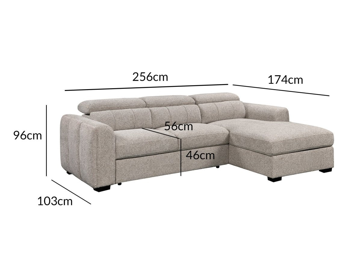 Canapé d'angle convertible avec coffre en tissu bouclette taupe NAOMI -Angle droit - DécoInParis