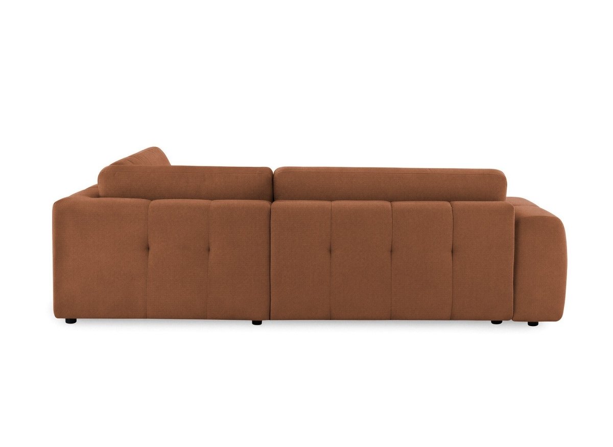 Canapé d'angle convertible avec coffre en tissu terracotta HAVEN - Angle droit - DécoInParis