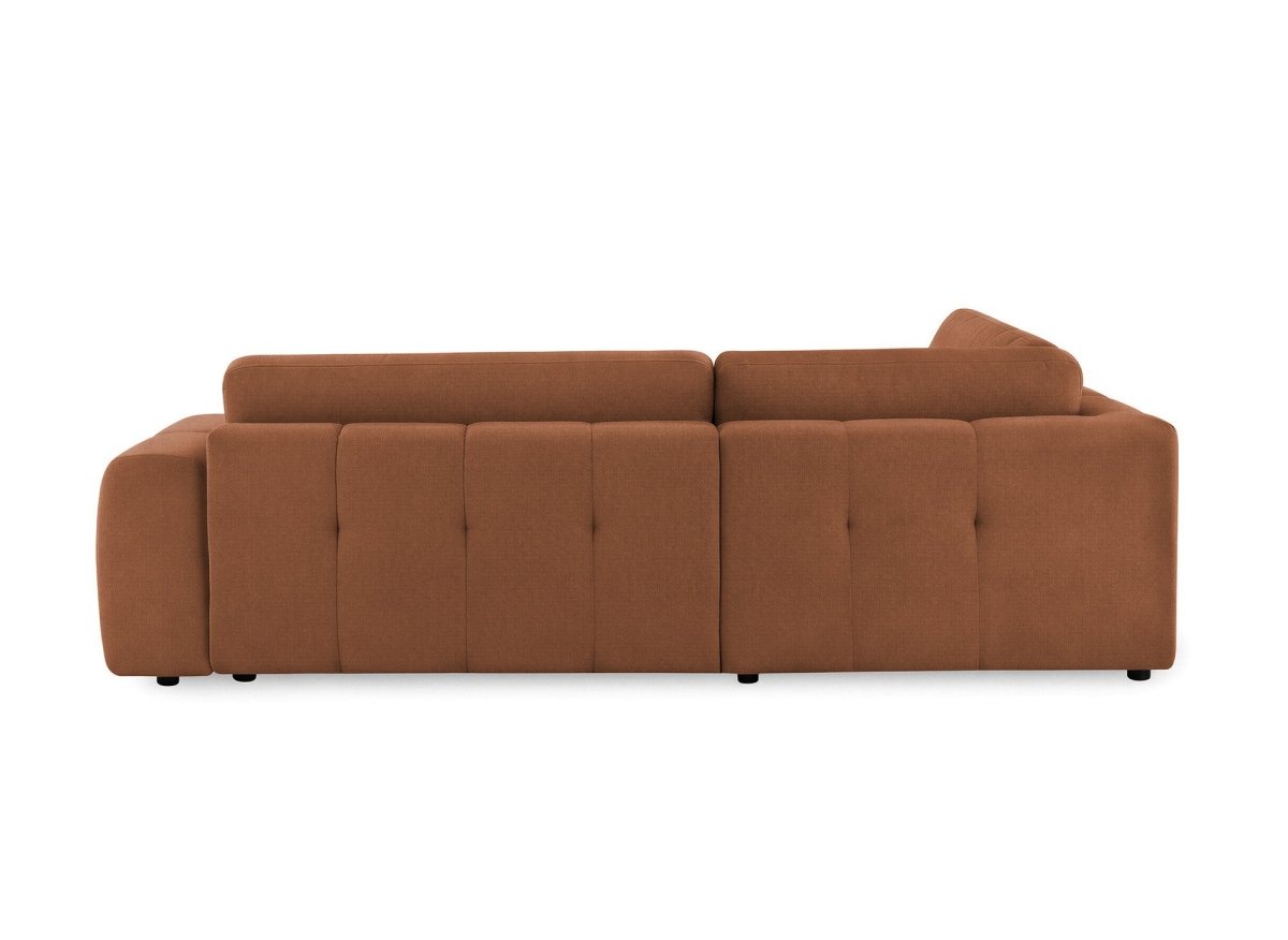 Canapé d'angle convertible avec coffre en tissu terracotta HAVEN - Angle gauche - DécoInParis