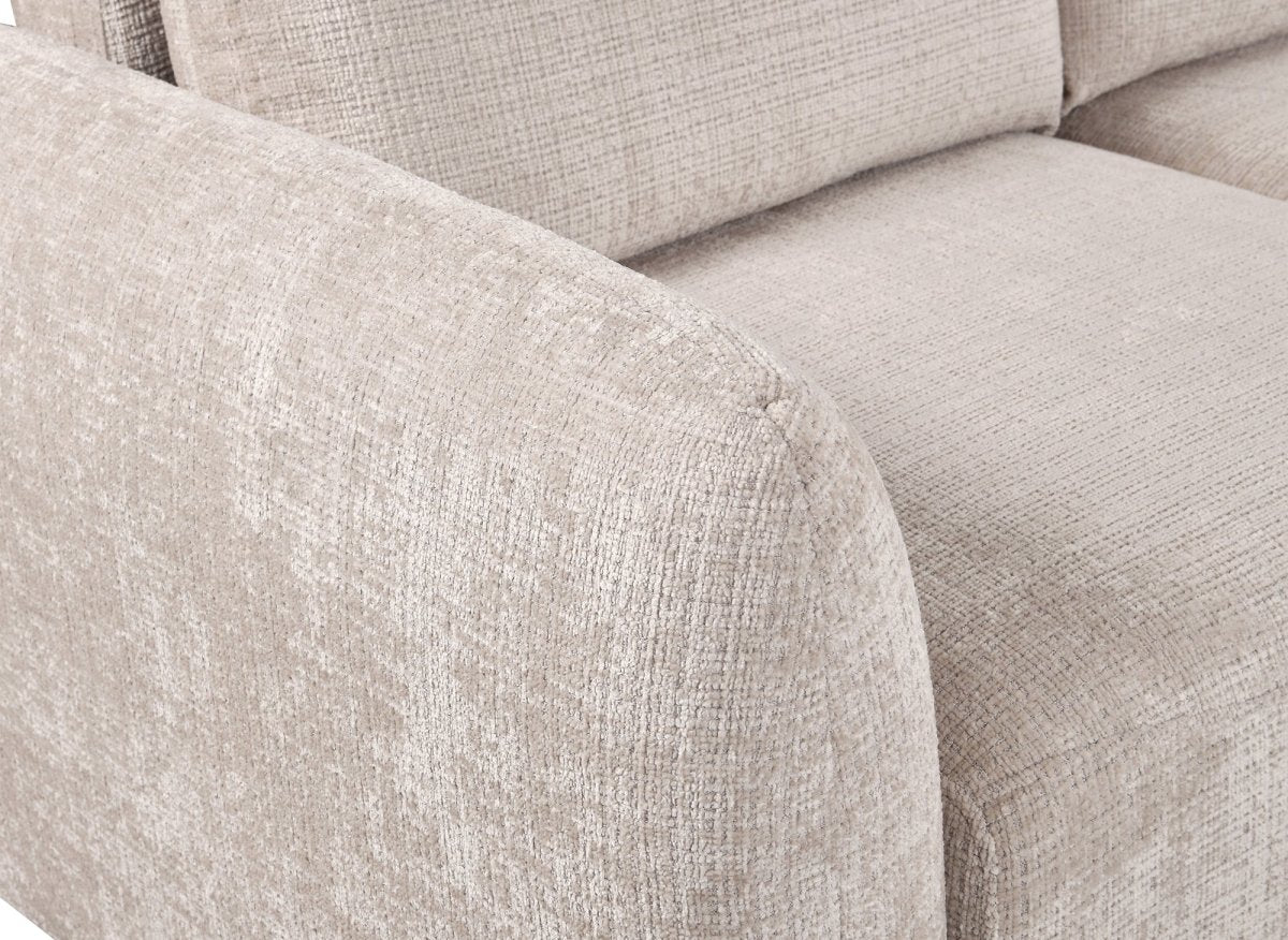 Canapé d'angle convertible avec coffre en velours chiné beige MARLA - Angle droit - DécoInParis