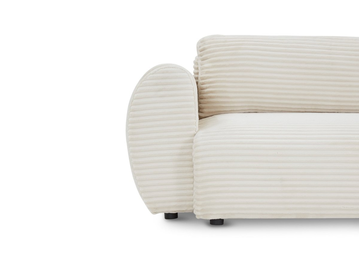 Canapé d'angle convertible avec coffre en velours gros côtelé doux beige TILDA - Angle droit - DécoInParis