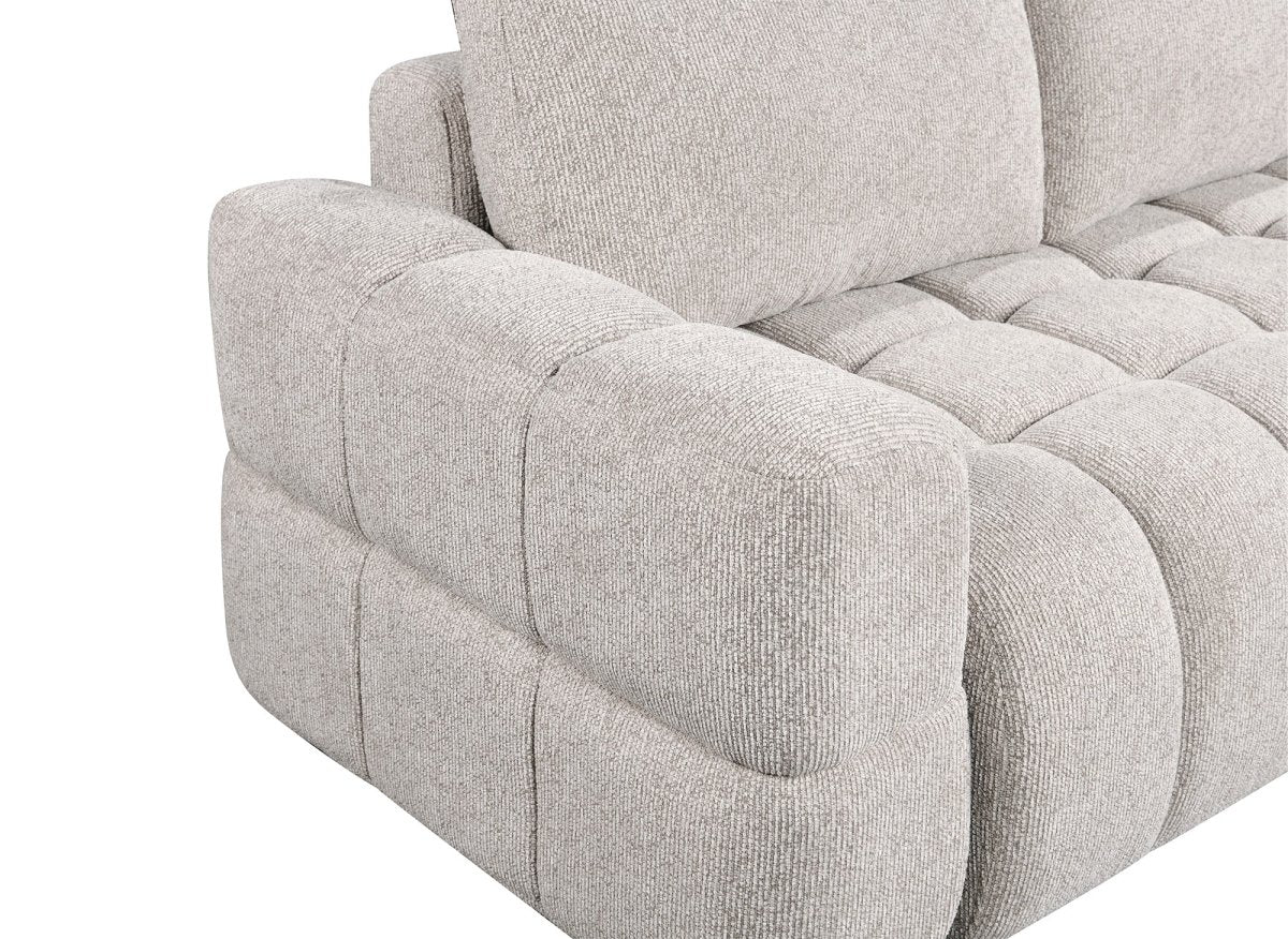Canapé d'angle convertible avec coffres en velours texturé beige NAELIE - Angle droit - DécoInParis