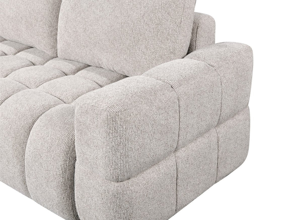 Canapé d'angle convertible avec coffres en velours texturé beige NAELIE - Angle gauche - DécoInParis