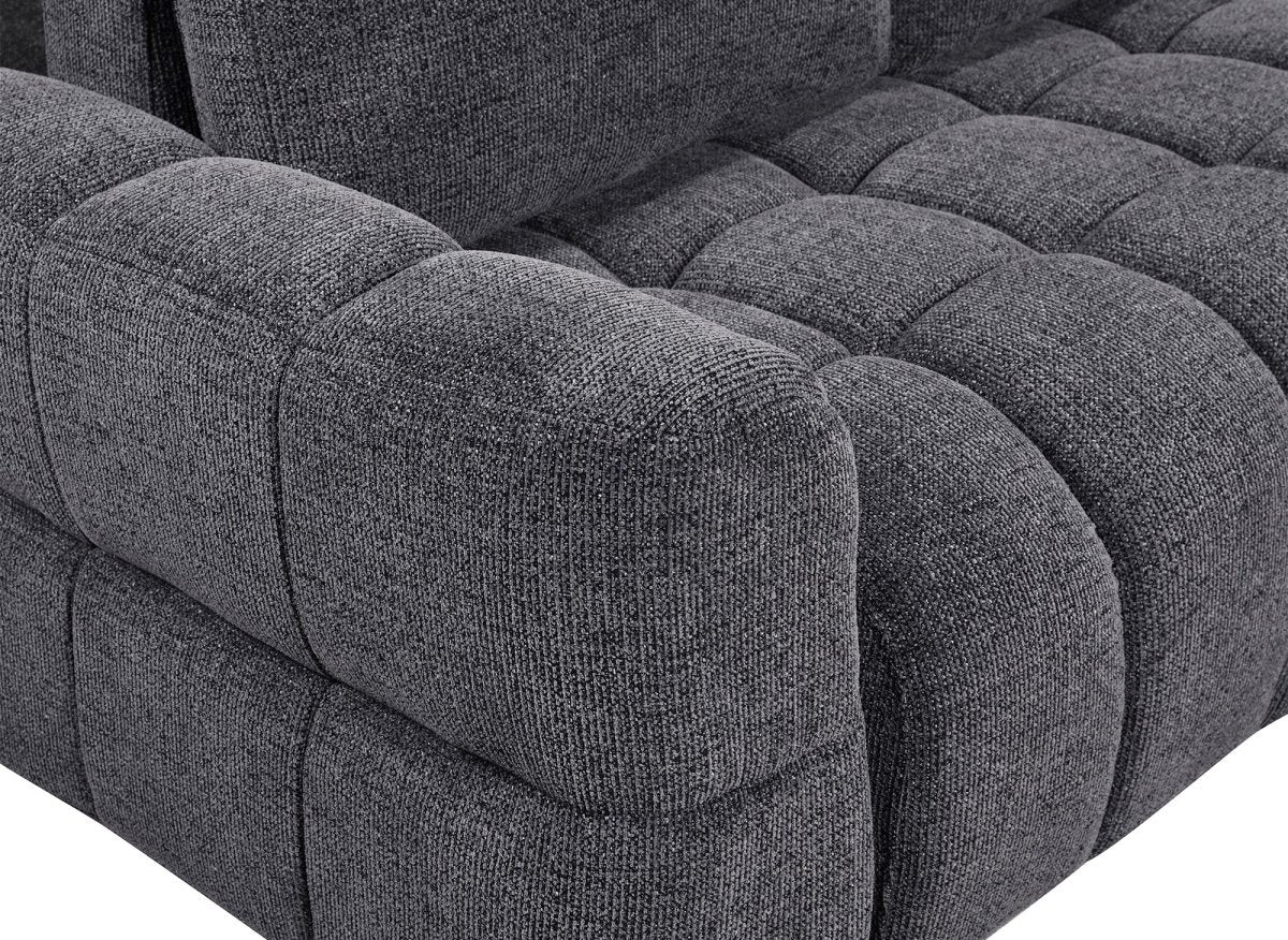 Canapé d'angle convertible avec coffres en velours texturé gris foncé NAELIE - Angle droit - DécoInParis