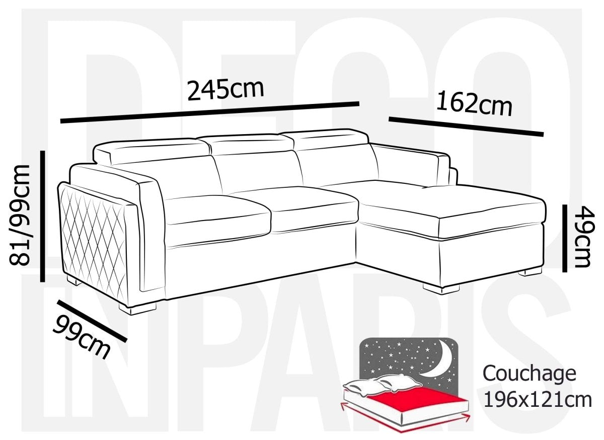 Canapé d'angle convertible en tissu beige CHANDLER - Angle droit - DécoInParis