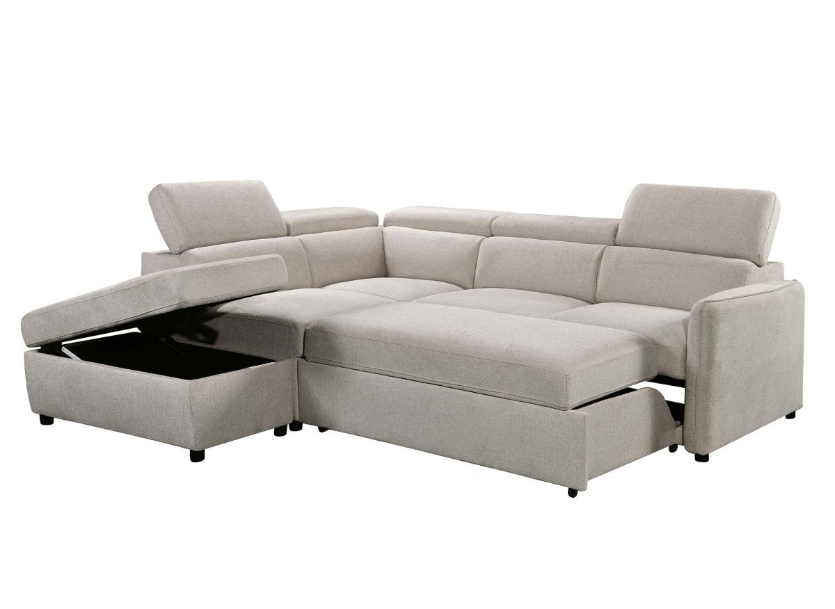 Canapé d'angle convertible en tissu beige NAIROBI - Angle gauche - DécoInParis