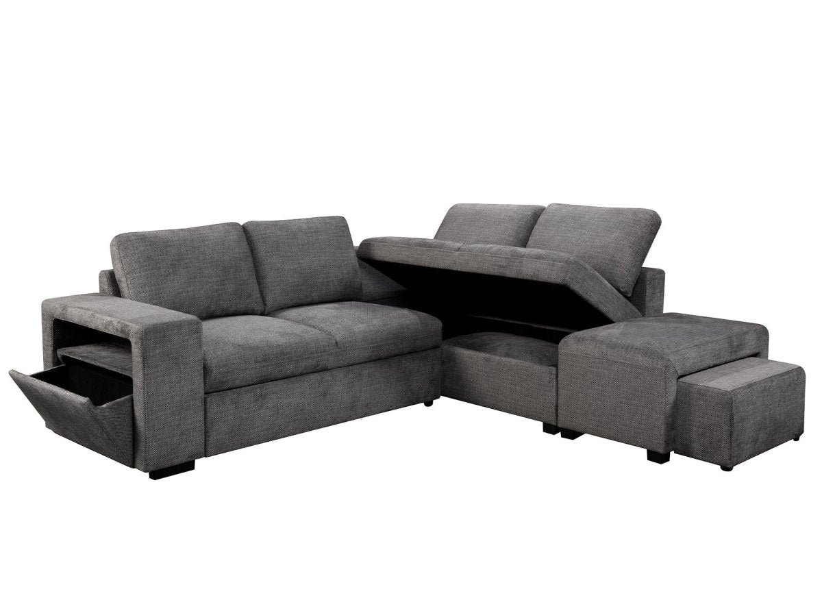 Canapé d'angle convertible en tissu gris foncé ALBAN - Angle droit - DécoInParis