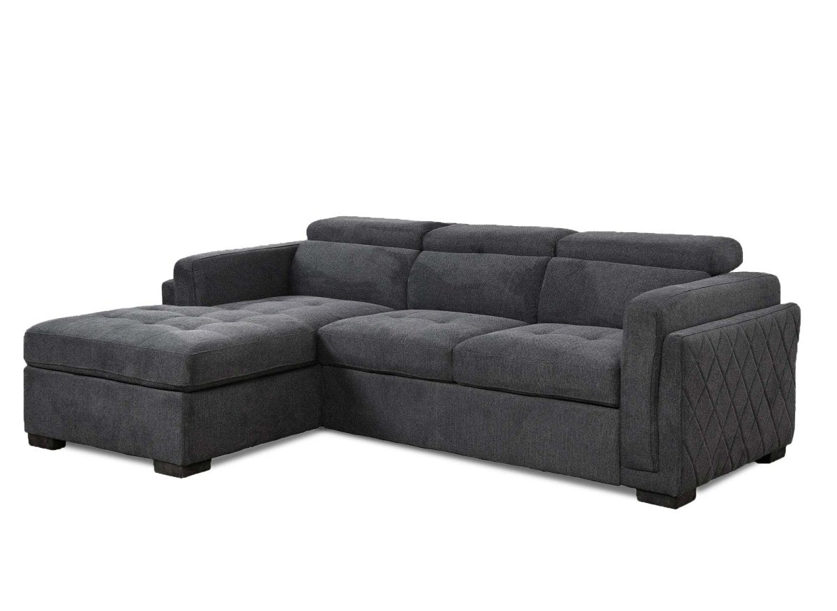 Canapé d'angle convertible en tissu gris foncé CHANDLER - Angle gauche - DécoInParis