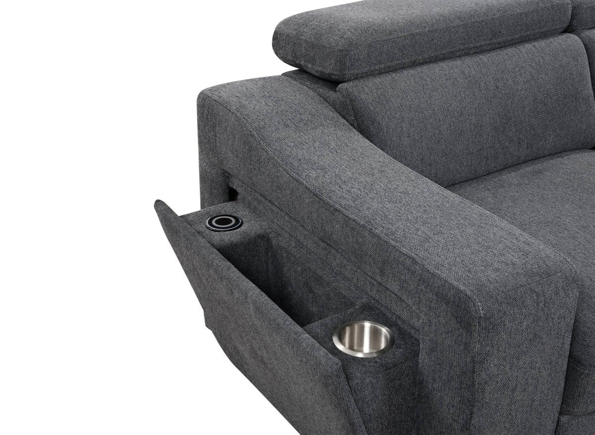 Canapé d'angle convertible en tissu gris foncé DEREK XL - Angle droit - DécoInParis