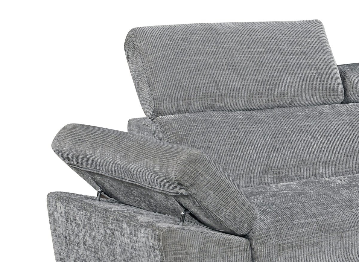 Divano angolare trasformabile in velluto screziato grigio scuro MONICA - Angolo retto - DécoInParis