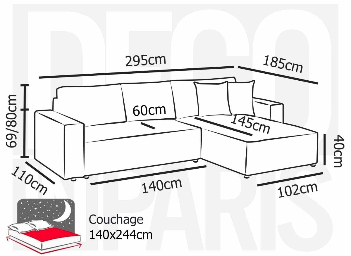 Canapé d'angle convertible et réversible avec coffre en velours cotelé beige JADE - DécoInParis