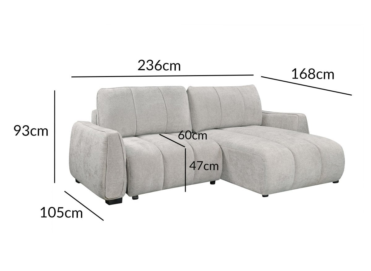 Canapé d'angle convertible et réversible avec coffres en velours texturé beige MAGHLA - DécoInParis
