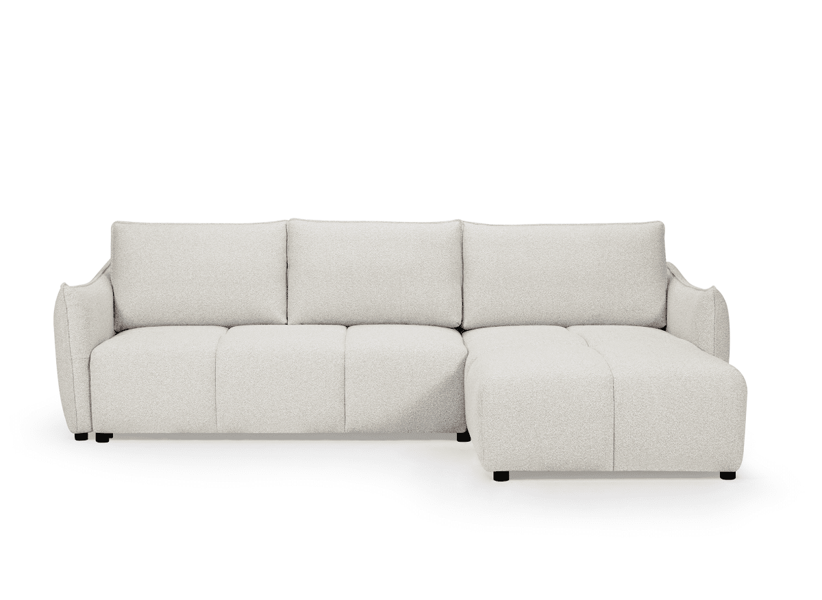 Canapé d'angle convertible et réversible en velours chiné beige MYSA - DécoInParis